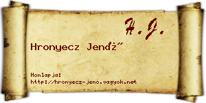 Hronyecz Jenő névjegykártya